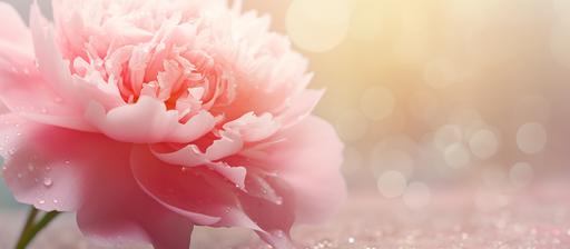 macro image of soft pink peony flower with bokeh, 4k, --ar 16:7