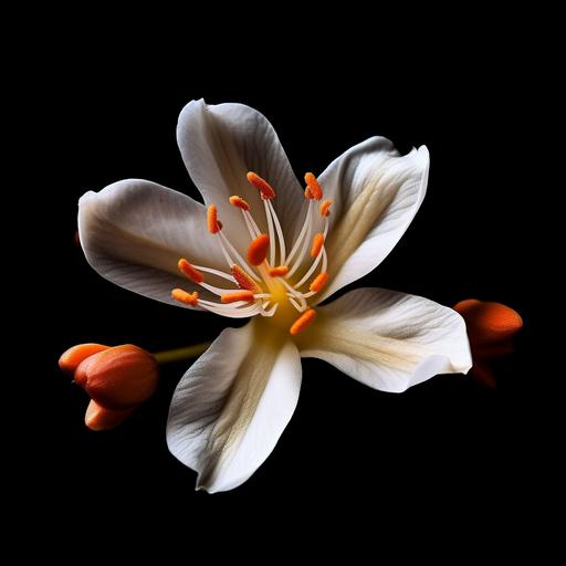 macro photography orange blossom generative fill black backround --style raw