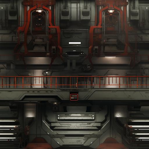 made in substance designer, ship and spaceship dock, loader, shutters, garage doors sci-fi city texture, lights, sci-fi buildings, facade, incredible details, hd, cinematic, texture, flat texture with luminance map made in substance --tile --s 250