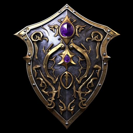 magic shield made of gold and silver, inlaid with sapphires and amethysts