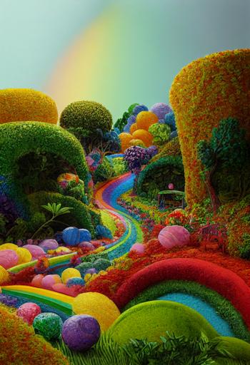 magical enchanted rainbow breakfast cereal garden, hyperdetailed, hyperrealistic --ar 2:3 --test --creative