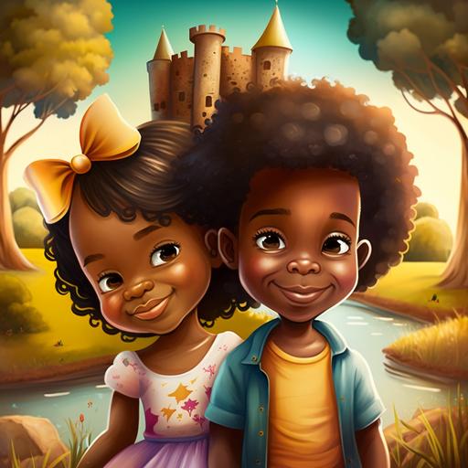 magical kingdom, sparkling, germ-free, clean, cartoon, fairytale, children, black kids