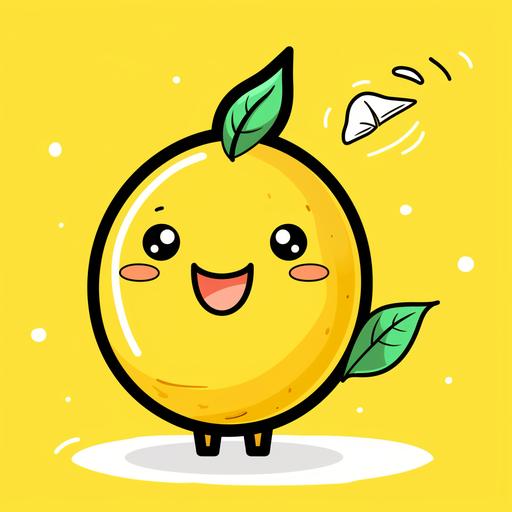 make a cute hand pencil bold line cartoon character of a lemon, cute enough to be GIF and whatsapp sticker