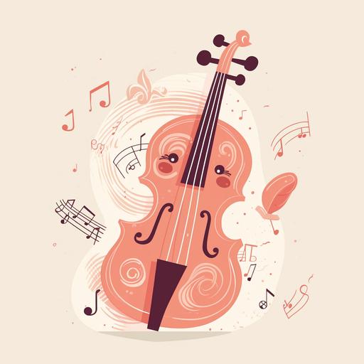 make a cute whimsical cartoon style violin with music notes around --v 5
