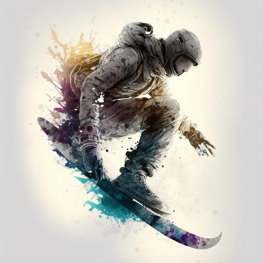 make a futuristic logo for wintersport, include freestyle snowboarder, crayon drawing with shadows