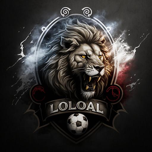 make lord football club logo, zeus, lion, soccer ball, thunderstorm