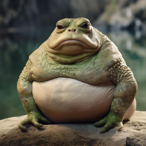 make me a fat frog that looks like a meme with a stupid face
