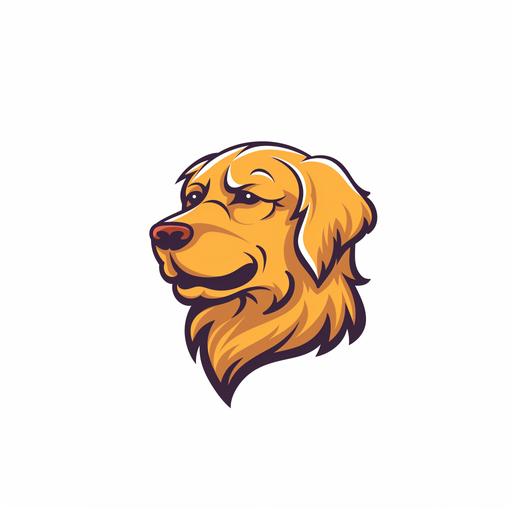 make me a logo of the head of a front dog, golden retriever, in a cartoon style, and a simple style, white background, --v 6.0