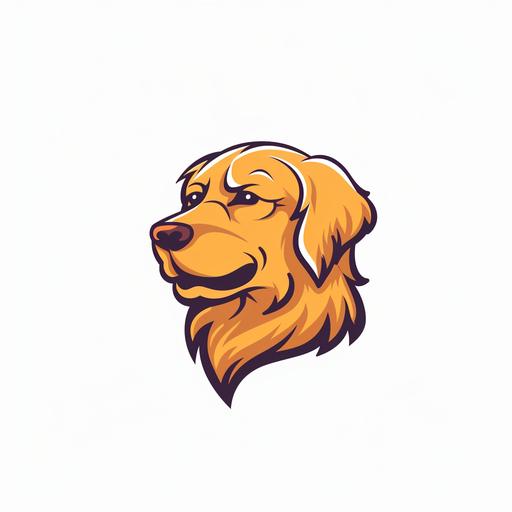 make me a logo of the head of a front dog, golden retriever, in a cartoon style, and a simple style, white background,
