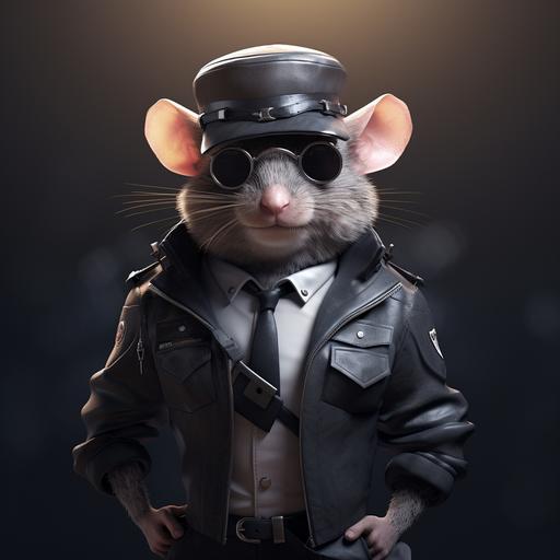 make this a desing a cartoon rat with a cop hat on make it gangster,