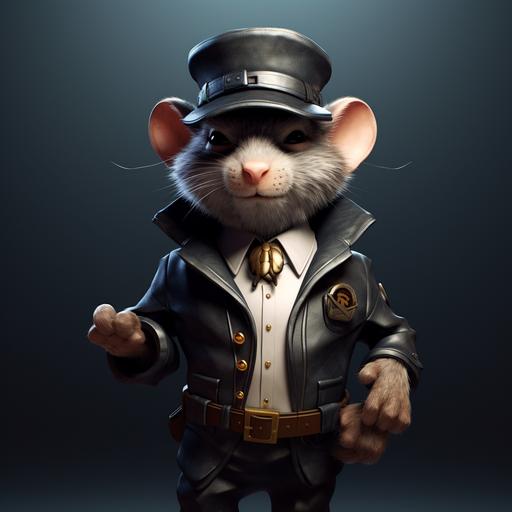 make this a desing a cartoon rat with a cop hat on make it gangster,