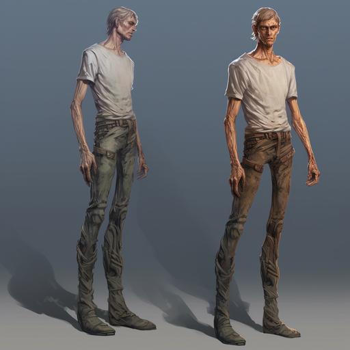 male skinny human legs, concept art