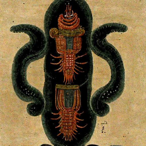male symmetrical segmented god of centipede's and squid, named Hahih