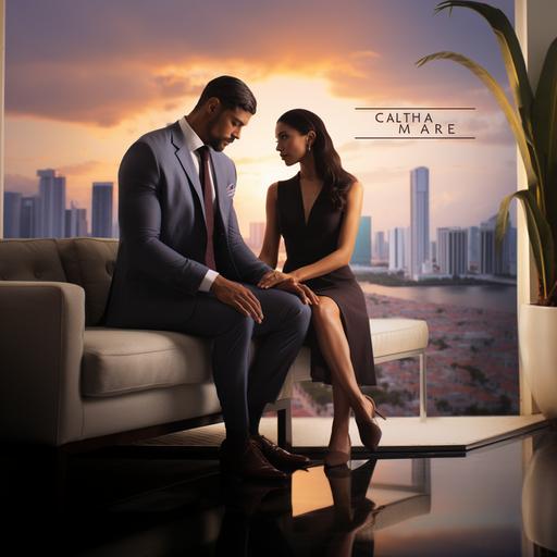 man at the feet of a powerful woman, realistic, 80k quality, netflix movie, men around in love and admiring her, power, influence, luxurious soap opera, miami setting