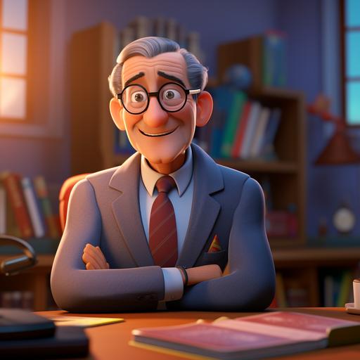 man of a lawyer ,cartoon, pixar, disney, animation Disney style, Pixar animation, character design, animation Disney style, Pixar animation, character design, renderman, cozy lighting, high colors, 3D render cinema 4D, colorfull
