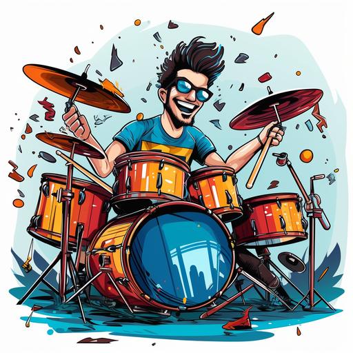 man play drums cartoon