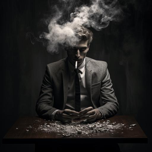man smoke cigarette, smoking and ashtray