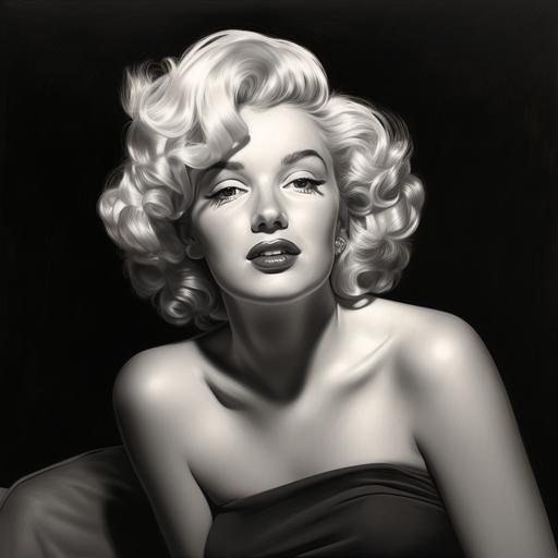 marilyn monroe black and white portrait