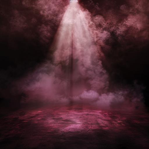 maroon floor, black background, spotlight shining down as if it's a player introduction at a sporting event, maroon smoke, photorealistic