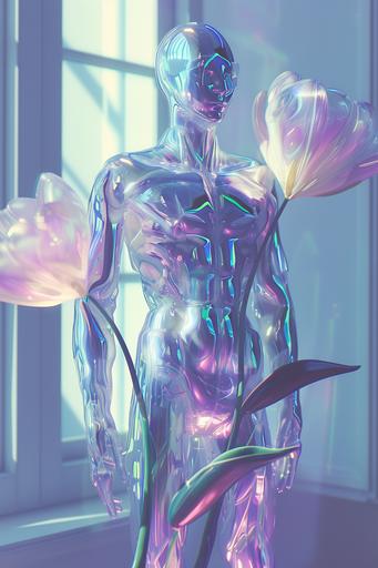 marvel superhero purple tulip man, in style of Gunther von Hagens body world, Versace, H.R Giger --ar 2:3 --v 6.0 --style raw --s 250 --sref
