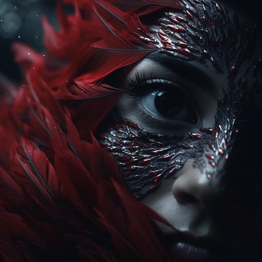 mascara running down your cheeks who plucked the feathers from your wings? 4k, high quality, cinematic, studio lighting, realistic, dark aesthetic