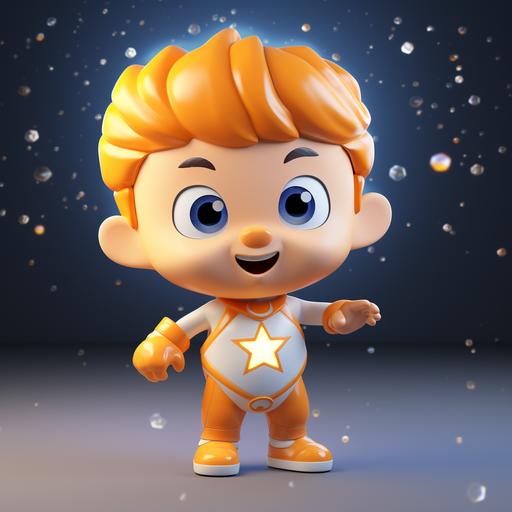 mascot is vitamin, glossy body，mascot，cute，cartoon super idol star，full body，three views，cartoon super idol star，3D cartoon，sculpture，relief， oc rending，stage action，blender，ultra-high definition，soft light，ray tracing, blue or purple backgroun