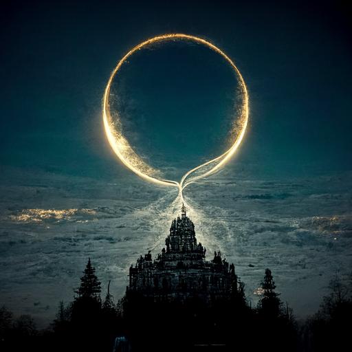 massive chains coming from the moon connected, power of binding, reaching, fully wired to the moon