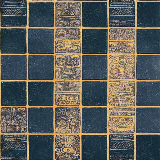 mayan art pattern, maya glyph classic period, indigo gold rock stone texture, wallpaper, tiles --creative --test --upbeta