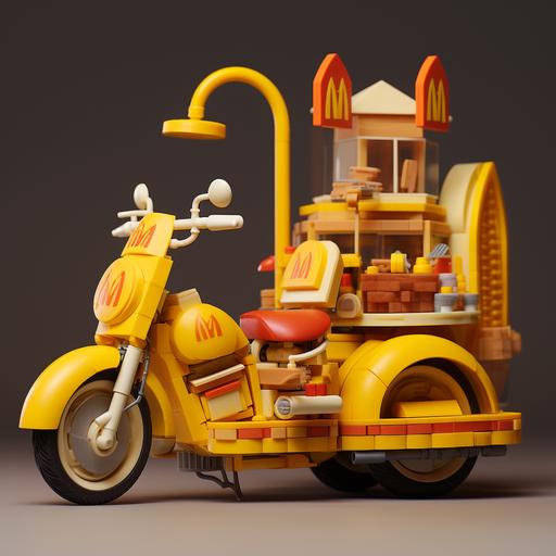 mcdonalds with yellow delivery motorcycle