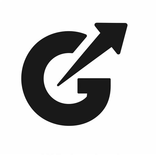 simple G logo black on white backround, it should display a uptrend or virtual growth in some sort --v 6.0 --s 50