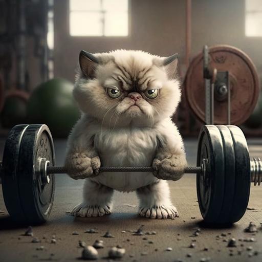 mean looking cat lifting weights == seed 101