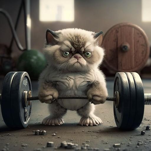 mean looking cat lifting weights == seed 101
