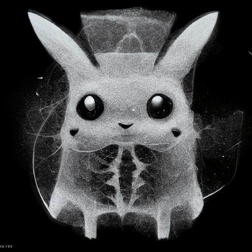 medical X-ray of pikachu, cartoon, 4K