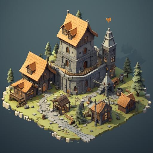 medival nordic barrack, Medieval soldier training ground, 4x genre soldier production building, cartoon-style deformation, 2d isometric view, quater_view, Quarter View, 2d animation sytle, cartoon style, casual design, super deformed, simplify, landscape, 12k, line, q=0.8