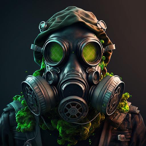 mega scary toxic mask with hazardous gas