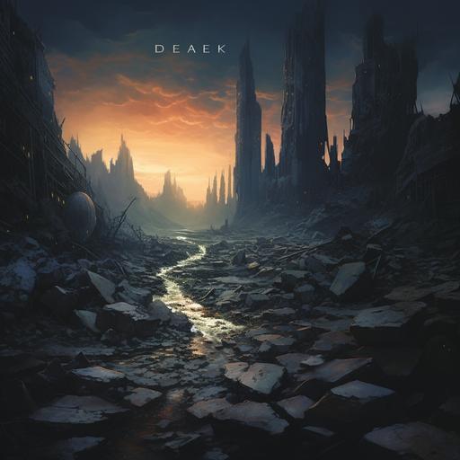 melodic death metal album artwork, ruins of earth quake massive crack devide in city, dramatic barren cityscape, environment, vivid hues, haunting beauty, 4k