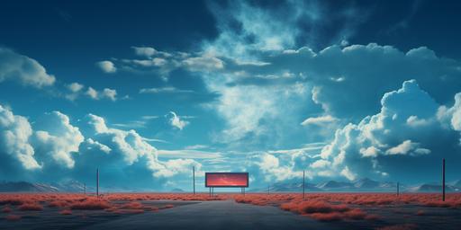 matte painting of a blue sky with a 3D comic style , Painting, Marquee, Moody Lighting --ar 2:1