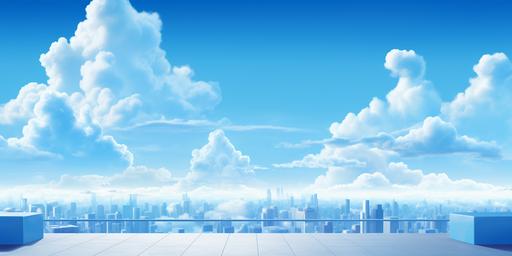 matte painting of a blue sky with a 3D comic style no sun , Painting, Marquee, Natural Lighting --ar 2:1