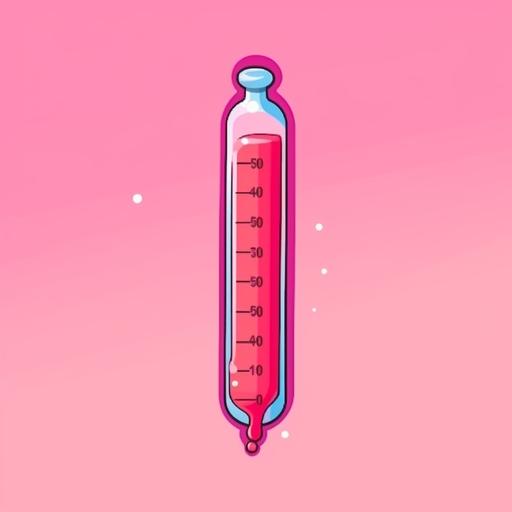 mercury thermometer, pink background, cartoon style --v 5