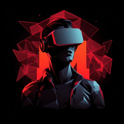 metaverse minimalist polygon logo with vr glasses and 3d or Ar tecnologies