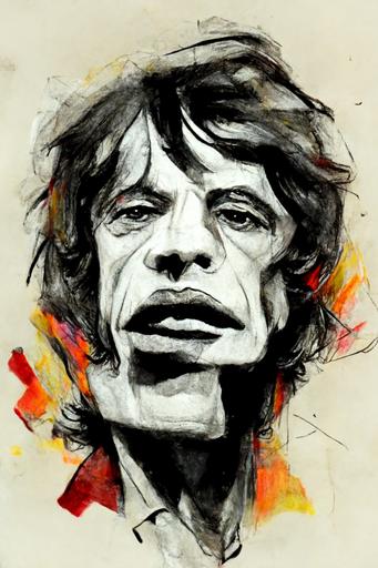 mick jagger, rolling stones, abstract art, sketch, --ar 2:3
