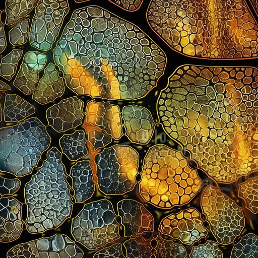 microscopic view cell structure, fractals, pattern, ultra fine detailed, stain glass,textures, pattern, wallpaper, texture, patterns, repeating --ar 1:1 --seed 123 --v 5