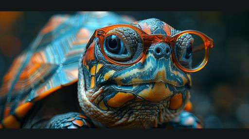mid-century modern hipster turtle wish a handlebar mustache --ar 16:9 --s 750 --v 6.0
