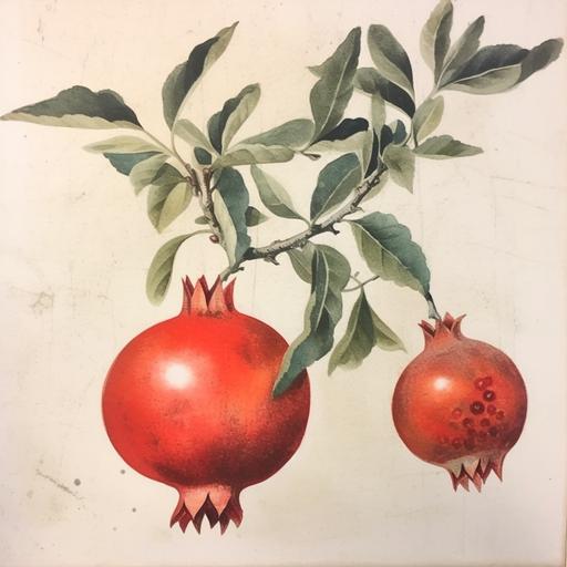 mid century modern pomegranate fruit painting