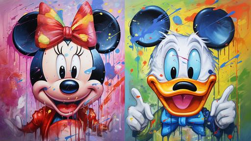 miki mouse and donald duck printed colorful --ar 16:9