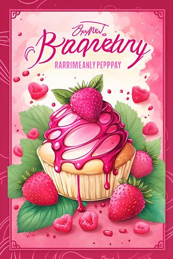 cover, raspberry dessert, cartoon, watercolor style, in a disney style, vibrant and bright pink palette, precise, detailed --c 0 --ar 2:3