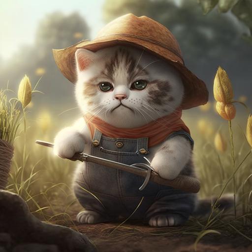 mini cute cat farmer