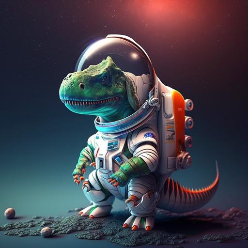 mini dinosaur, astronaut, space, 4k image, high resolution, vertical orientation