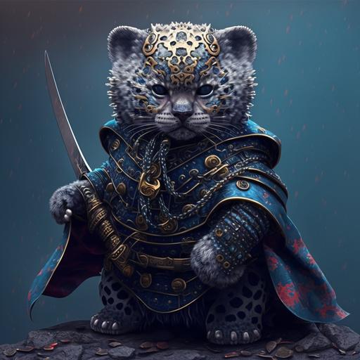 mini leopardo samurai geranio azul