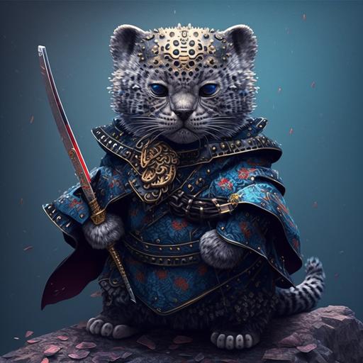mini leopardo samurai geranio azul